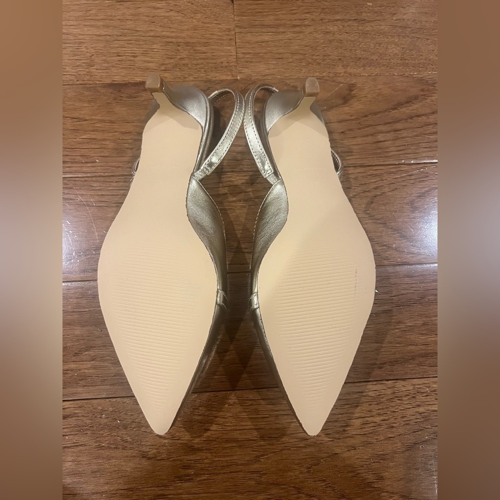 Lilly Pulitzer Jules Slingback Kitten Heels Size 6 Gold - Picture 4 of 6